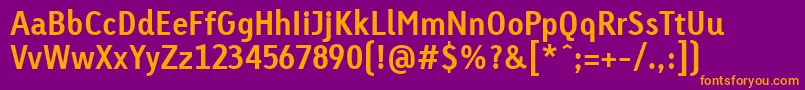 LinotypeTetriaBoldTab Font – Orange Fonts on Purple Background