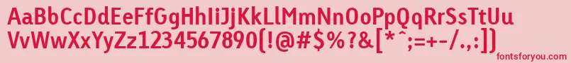 フォントLinotypeTetriaBoldTab – ピンクの背景に赤い文字