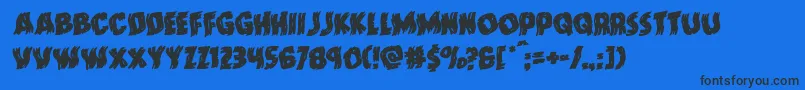 Doktermonstrowarprotal-Schriftart – Schwarze Schriften auf blauem Hintergrund