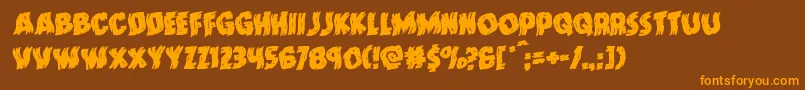 フォントDoktermonstrowarprotal – オレンジ色の文字が茶色の背景にあります。