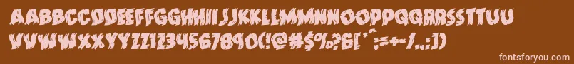 Doktermonstrowarprotal-Schriftart – Rosa Schriften auf braunem Hintergrund