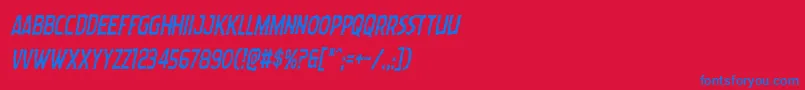 Czcionka Wormcuisinecondital – niebieskie czcionki na czerwonym tle