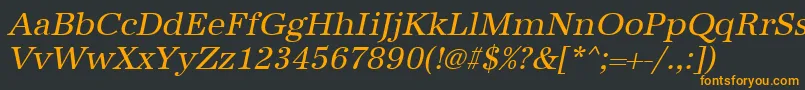 フォントUrwantiquatOblique – 黒い背景にオレンジの文字