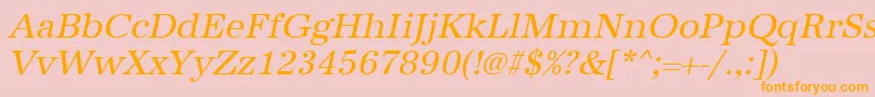 フォントUrwantiquatOblique – オレンジの文字がピンクの背景にあります。