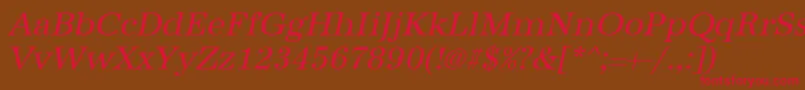 フォントUrwantiquatOblique – 赤い文字が茶色の背景にあります。