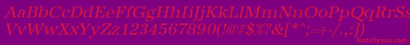 UrwantiquatOblique-Schriftart – Rote Schriften auf violettem Hintergrund