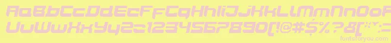 JoyriderBlackitalic-fontti – vaaleanpunaiset fontit keltaisella taustalla