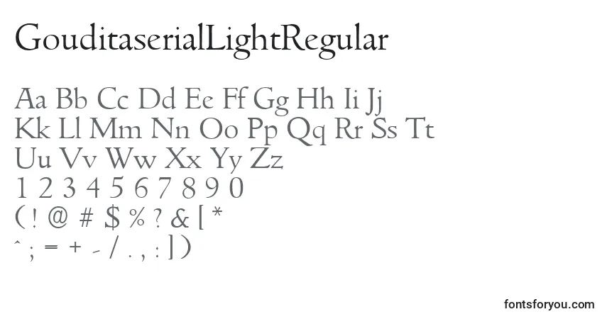 Czcionka GouditaserialLightRegular – alfabet, cyfry, specjalne znaki