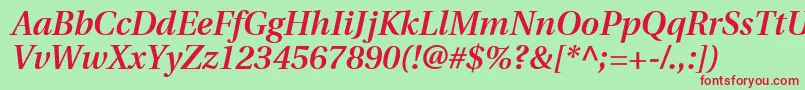 UtopiaSemiboldItalic Font – Red Fonts on Green Background