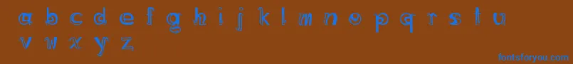Cremeduchocolat-Schriftart – Blaue Schriften auf braunem Hintergrund