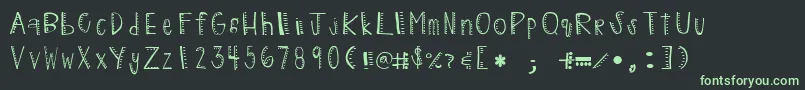 FontDots-fontti – vihreät fontit mustalla taustalla