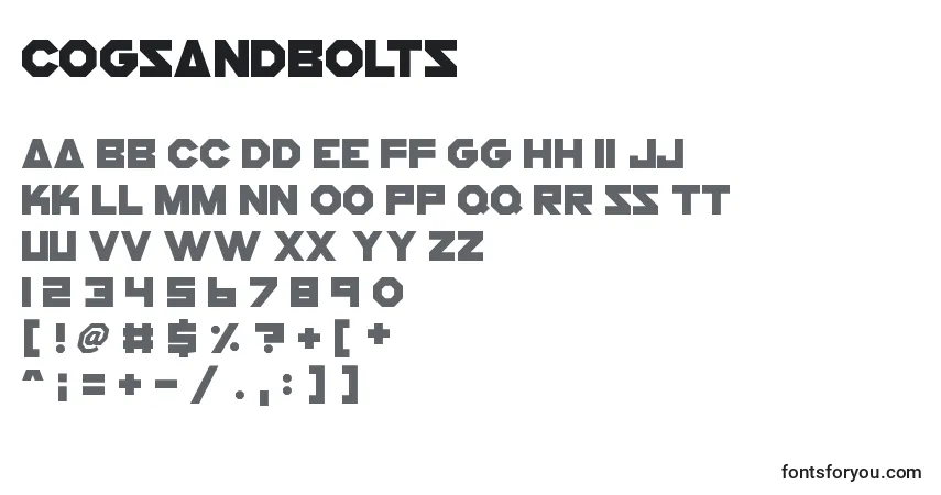 Schriftart CogsAndBolts – Alphabet, Zahlen, spezielle Symbole