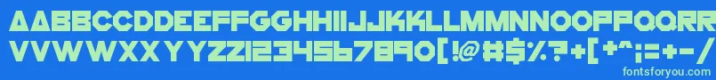 CogsAndBolts Font – Green Fonts on Blue Background