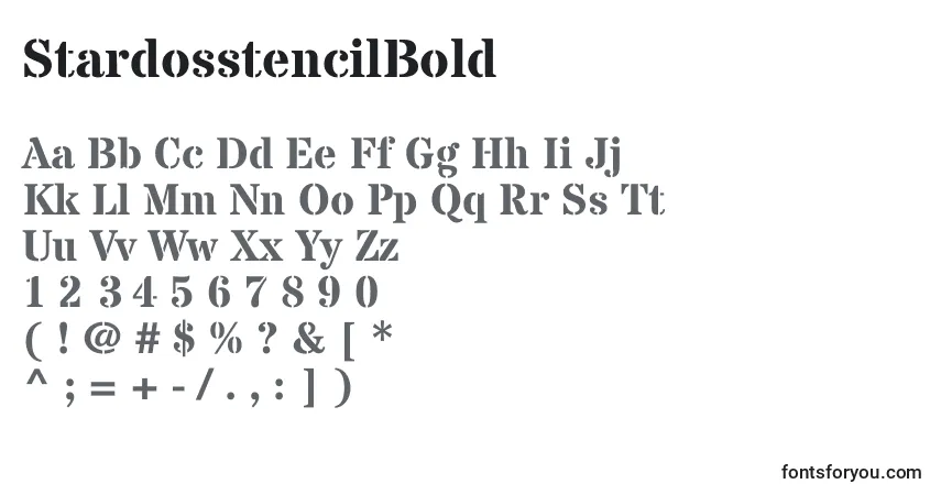 Schriftart StardosstencilBold – Alphabet, Zahlen, spezielle Symbole