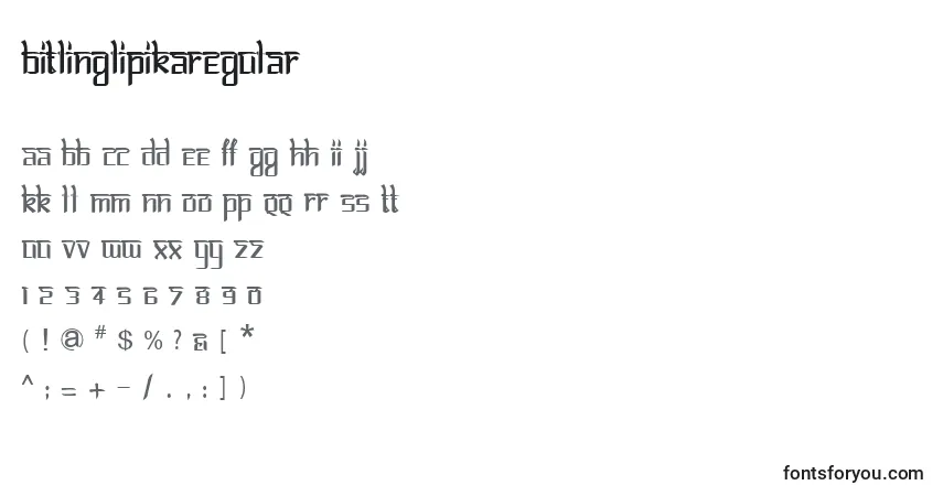 Schriftart BitlinglipikaRegular – Alphabet, Zahlen, spezielle Symbole