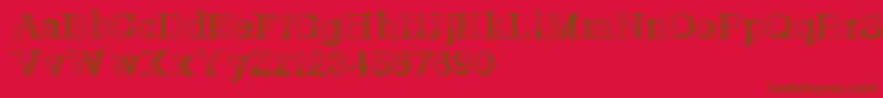 Basveticafontlab-Schriftart – Braune Schriften auf rotem Hintergrund