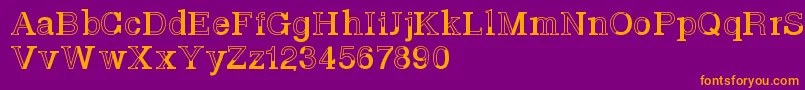 Basveticafontlab-Schriftart – Orangefarbene Schriften auf violettem Hintergrund