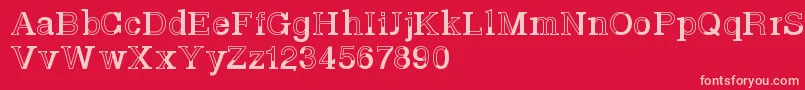Basveticafontlab-fontti – vaaleanpunaiset fontit punaisella taustalla