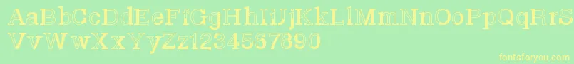 Basveticafontlab-Schriftart – Gelbe Schriften auf grünem Hintergrund