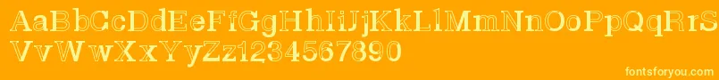 Basveticafontlab-Schriftart – Gelbe Schriften auf orangefarbenem Hintergrund