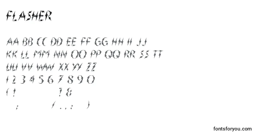 Шрифт Flasher – алфавит, цифры, специальные символы