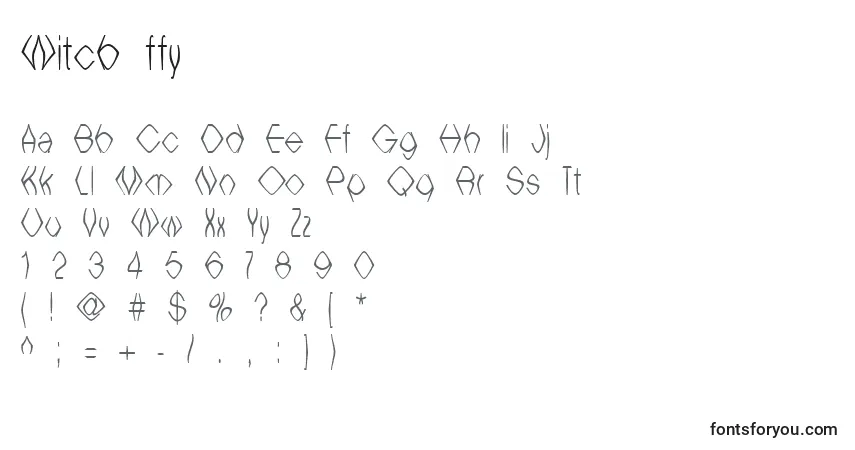 Schriftart Witcb ffy – Alphabet, Zahlen, spezielle Symbole