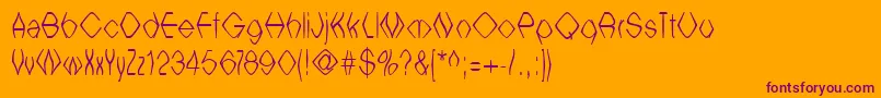 Witcb ffy-Schriftart – Violette Schriften auf orangefarbenem Hintergrund