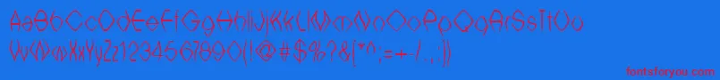 フォントWitcb ffy – 赤い文字の青い背景