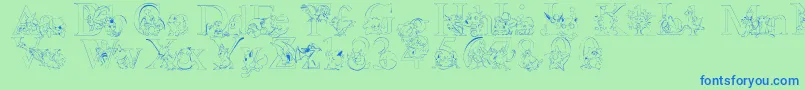 Lms Pokemon Master Outline Font – Blue Fonts on Green Background