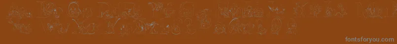 Lms Pokemon Master Outline-fontti – harmaat kirjasimet ruskealla taustalla