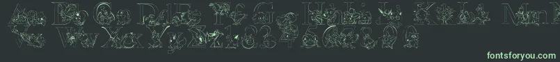 Lms Pokemon Master Outline-Schriftart – Grüne Schriften auf schwarzem Hintergrund