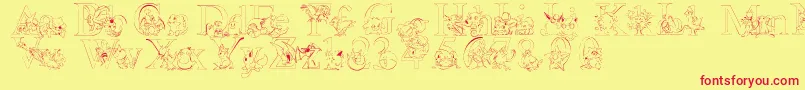 Lms Pokemon Master Outline Font – Red Fonts on Yellow Background