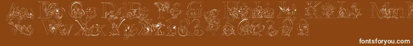Lms Pokemon Master Outline-fontti – valkoiset fontit ruskealla taustalla