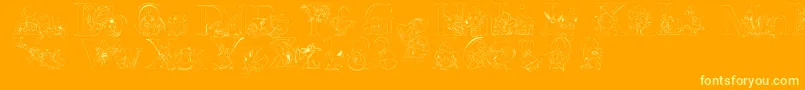 Lms Pokemon Master Outline-Schriftart – Gelbe Schriften auf orangefarbenem Hintergrund