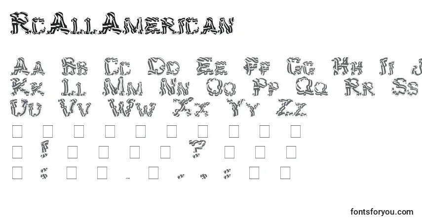 Шрифт RcAllAmerican – алфавит, цифры, специальные символы