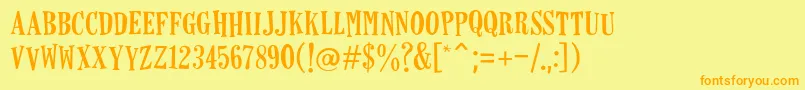 フォントHorseshoes – オレンジの文字が黄色の背景にあります。