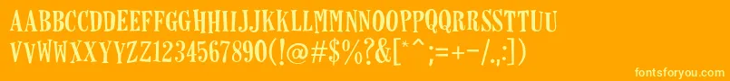 Horseshoes-Schriftart – Gelbe Schriften auf orangefarbenem Hintergrund