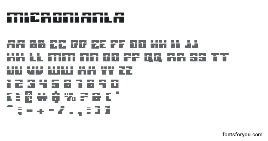 A fonte Micronianla – alfabeto, números, caracteres especiais