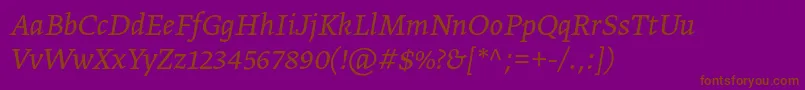 GretatextproLightitalic Font – Brown Fonts on Purple Background