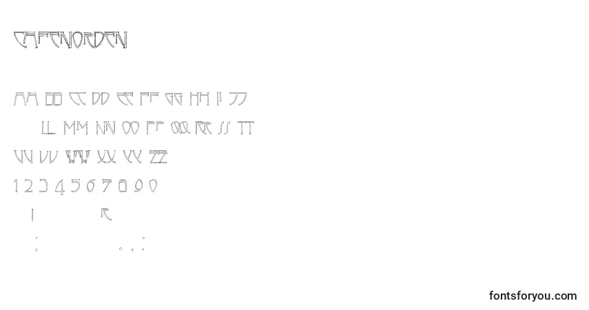 A fonte Cafenorden – alfabeto, números, caracteres especiais
