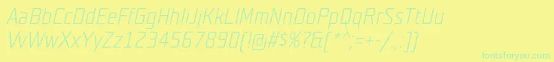 TeutonhellItalic-Schriftart – Grüne Schriften auf gelbem Hintergrund
