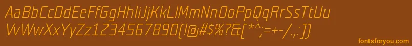 TeutonhellItalic-Schriftart – Orangefarbene Schriften auf braunem Hintergrund
