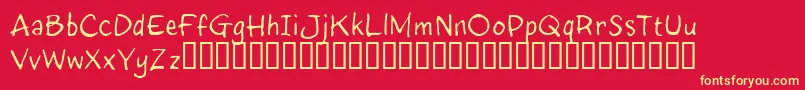 フォントInkyRT – 黄色の文字、赤い背景