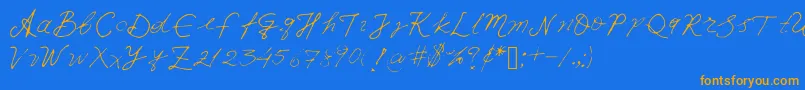 Iwfxv03-Schriftart – Orangefarbene Schriften auf blauem Hintergrund