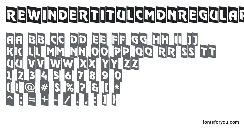 A fonte RewindertitulcmdnRegular – alfabeto, números, caracteres especiais
