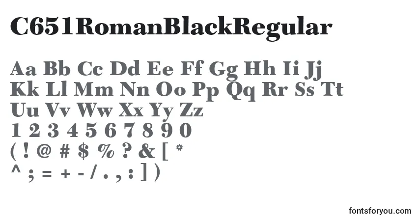 A fonte C651RomanBlackRegular – alfabeto, números, caracteres especiais