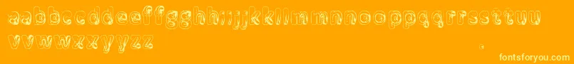 Manenschijn-Schriftart – Gelbe Schriften auf orangefarbenem Hintergrund