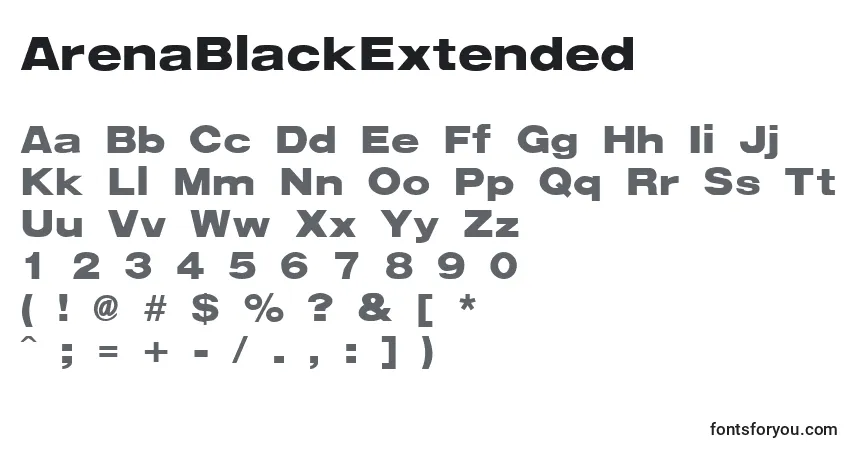 A fonte ArenaBlackExtended – alfabeto, números, caracteres especiais