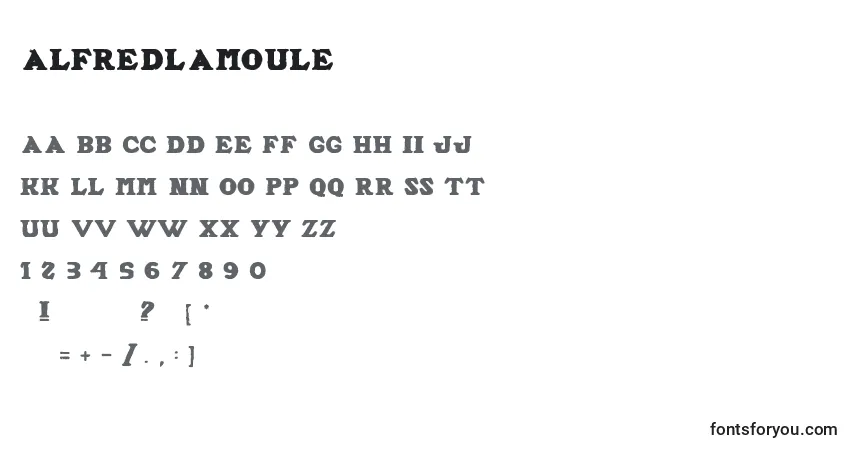 AlfredLaMoule-fontti – aakkoset, numerot, erikoismerkit