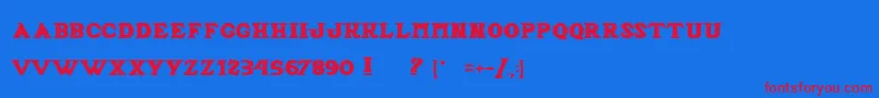 AlfredLaMoule Font – Red Fonts on Blue Background